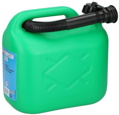 5L Petrol Diesel Fuel Jerry Can,Car Spout Nozzle Flexi with Spout Nozzle Container Storage for Car Van Motorcycle,Emergency Backup for Vehicles Storage(Green)