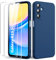 Byvuwiay Cover per Samsung Galaxy A15 4G/5G con 2 Vetro Temperato Pellicola Protettiva, Custodia in TPU Ultra Sottile Antiurto Anti-Scratch Case, Blu