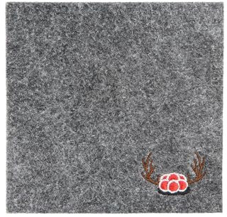 Gilde - 43790 - Untersetzer, Filz,Schwarzwald, Hirschgeweih mit Bollenhut, dunkelgrau, 10cm x 10cm, waschbar bis 30 Grad