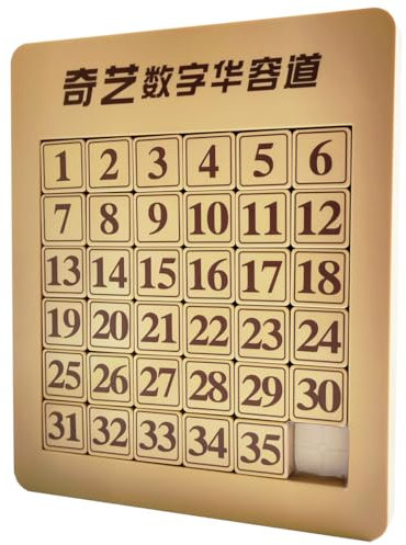 Oostifun Wooden 6x6 35 Digit Number Slide Puzzle Sliding Number Puzzle