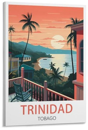 LNUYITR Trinidad Tobago Vintage-Reiseposter, 60 x 90 cm, Leinwandkunst-Poster und Wandkunst, Bilddrucke, modernes Heim-, Schlafzimmer-Dekor-Poster