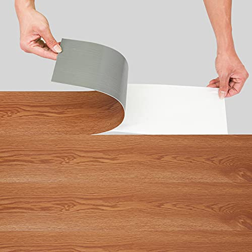 Vkechh Revêtement de sol en PVC stratifié en vinyle - Résistant à l'usure - Imperméable - Antidérapant - Épaisseur : 1,5 mm - Lames stratifiées en PVC - Effet chêne naturel - 7 carreaux - Environ 1 m²
