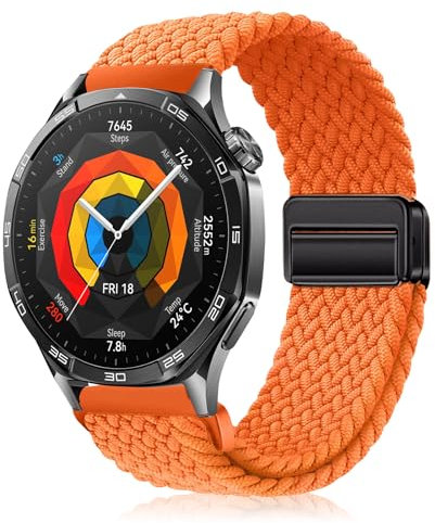 YealRed 22mm Cinturino per Huawei Watch GT6 Pro/GT6/GT5 Pro/GT5/GT4/GT3(46mm), Bracciale in Nylon Chiusura Magnetica Compatibile con Huawei Watch Ultimate 2/4Pro 48mm/5/4/3Pro(46mm) (Arancione)