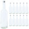 Vitrea 12 leere Glasflaschen 1 Liter Schraubverschluss Silber - große Flaschen zum Befüllen mit Deckel - für Wein, Saft, Getränke, Likör, Öl, Saucen - 12 Stück, PP28, Geradhals