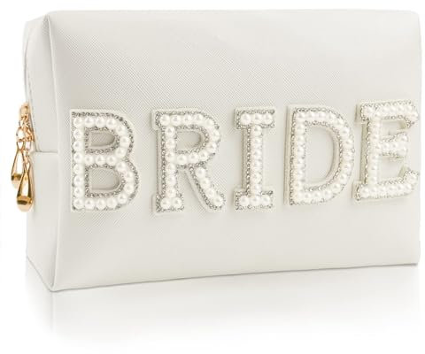 Bride Perlen Tasche, WeißE Perle Make-Up Tasche, Bride PU Tasche, Tragbare Perlen Tasche, Reise Make Up Tasche, Perlen Makeup Tasche, für Junggesellenabschied Frauen Hochzeit Brautparty