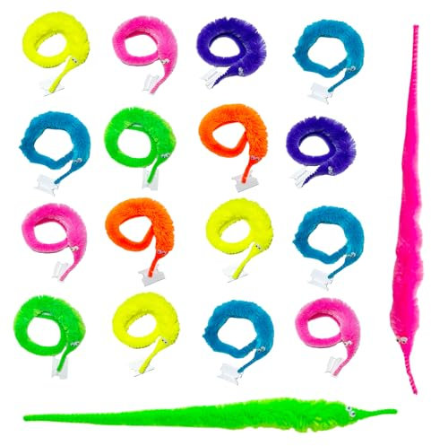 Cuackamily 18 Stück Wurm Spielzeug,Plüsch-Spielzeug Fuzzy Magic Worm Spielzeug,Trick Toy Magische Raupe Interaktives Katzenspielzeug für Kinderparty-Füllartikel Geburtstagsgeschenk (Farben Zufällig)