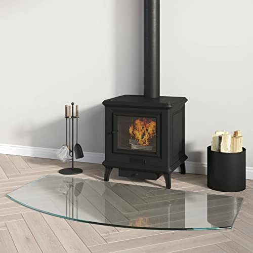 Vopese Fireplace Glass Plate 100x50 cm, Floor Protector for Parquet and Laminate Surfaces, High Temperature-Resistant Stove Base, Tempered Glass Floor Cover