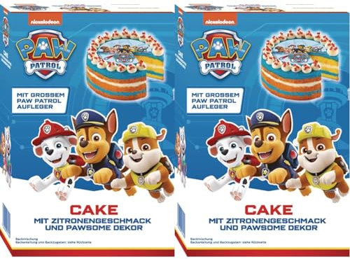 RUF x PAW Patrol Kuchen Backmischung mit Zitronen-Geschmack, für eine bunte Torte inkl. PAWfect Dekor und großem PAW Patrol Oblaten-Aufleger, 1 x 307g (Packung mit 2)