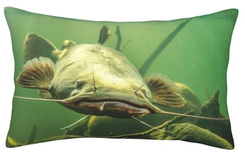 YFSGDLBN Bedruckter Kissenbezug mit Unterwasserwels-Motiv, dekorativer Kissenbezug, quadratisches Kissen