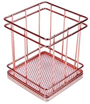 CHFYIJYHM Porte-Crayons de Bureau Simple, Porte-Stylo en métal de Haute qualité en Fer forgé, boîte de Rangement de Papeterie de Bureau for étudiants(Rose Gold C)