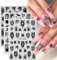 TELAIN Halloween Nagelkunst-Aufkleber Schwarze Spinnennetz 3D Selbstklebende Halloween Nagelsticker für Nageldesign, Spinne Fledermaus Mond, 6 Bögen