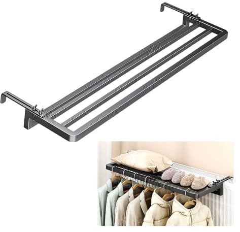 Heizkörper Wäscheständer, 40-80 CM Heizkörper-Trockner, 3-Stangen Wäscheständer für Wandmontage mit verstellbaren Teleskoparmen, Wäscheständer, Hängestange für Heizkörper, Fensterbank (60 x 25cm)