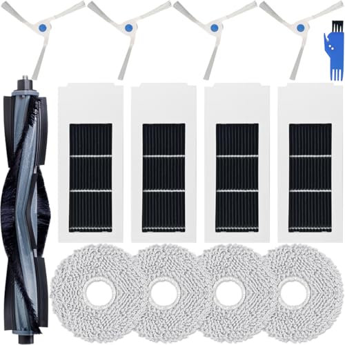 EATBALE X2 Ricambi Accessori per Ecovacs Deebot X2 Omni / X2 / DEX86 / X2 PRO Robot Aspirapolvere Set, 1 Spazzola a Rullo Principale, 4 Filtri HEPA, 4 Spazzole Laterali, 4 Panni Mop Pad (13 pz.)