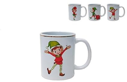 Set di 3 tazze Tazzoni da Latte colazione cioccolata tisana Elfo Joyfull natale felicita' gioia idea regalo natalizia