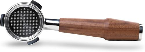 Knodos Bottomless Porte-filtre nu avec panier double shot Noyer Compatible avec sauge/breville 54 mm