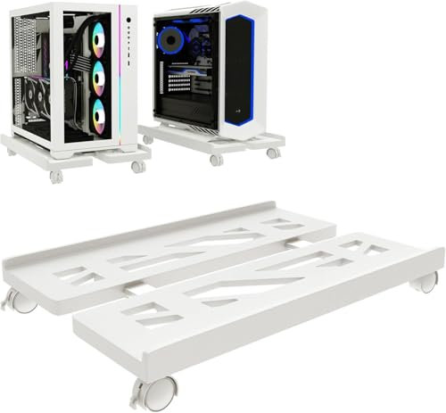 SZKKQKJ Soporte de CPU portátil, adecuado para soporte de ordenador de torre PC, universal con cuatro ruedas, soporte de escritorio para ordenador, color blanco
