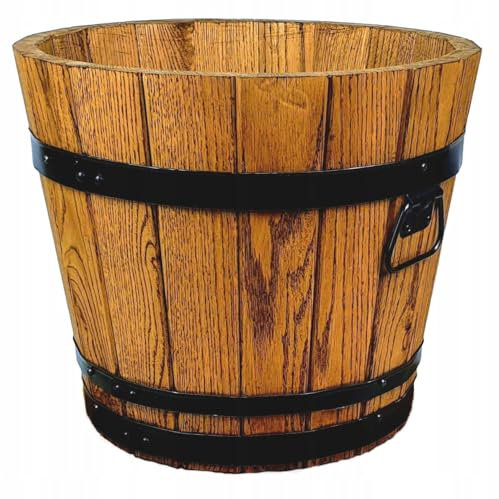 Blumenkübel, Pflanzkübel Holz, rund, solide Blumentöpfe für draußen Garten, nachhaltige Blumentöpfe, kübel Eiche, Weinfass, Fass