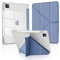 MuyDoux Origami Case for iPad Pro 11 Inch 2022/2021/2020/2018 (4/3/2/1 Generation) with Pencil Holder, 5-in-1 Multiple Viewing Angles, Crystal-Clear Transparent Back Cover Shockproof, Lavender Grey