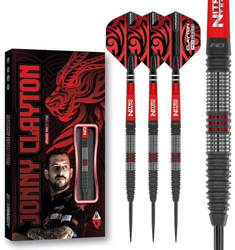 RED DRAGON Darts – Professioneller Spieler – Jonny Clayton Hiraeth 23g - 90% Wolfram Stahlspitze Dart-Set mit Dart Flüge und Dartschäfte
