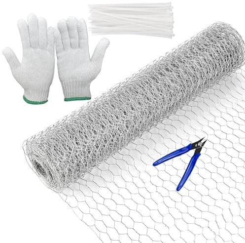 Maschendrahtzaun 40cm x 5m,Sechseckgeflecht Volierendraht Hasendraht Hühnerzaun Drahtgitter Drahtzaun Drahtgeflecht 6eck Gartenzaun | Verzinkt | Maschen 25 mm