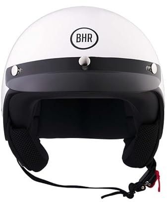 BHR Casco Demi-Jet 839 - Casco Scooter Omologato ECE 22.06 con Frontino e Sgancio Micrometrico - Bianco S