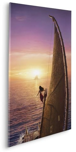 Komar Keilrahmenbild - Disney Moana 2 To the Horizon - Größe: 60 x 90 cm - Leinwandbild, Kinderzimmer, Lila