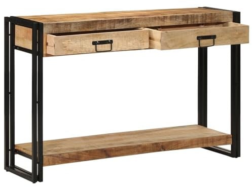 Table console vidaXL 120x33x75 cm en bois de manguier brut