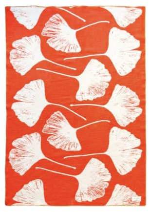 JOWOLLINA Wendedecke Wolldecke Plaid Kuscheldecke Öko-Wolle 130x200 cm, Ginkgo (Vintage Orange)