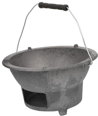 Outdoor Barbecue Stove Camping Fishing Cast Iron Silver | Camping Stove and Grill, Waterproof Wear-resistant Build, for Fishing Trips