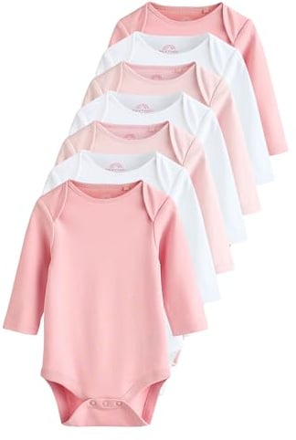 NEXT Baby Mädchen Essential Langarm-Strampler 5er-Pack – 7er-Pack