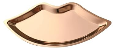 BuerHomie Black Serving Tray, Lip Shape, Stainless Steel, for Trinket Key (rose gold)