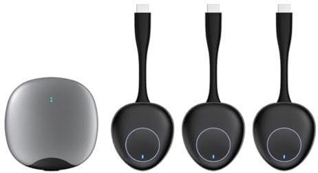 4K UHD Wireless Transmitter Receiver for Screen Mirroring Laptop/PC/Phone to TV/Projector/Monitor. 30m Range, No Wi-Fi, Plug & Play. Compatible with HDMI, Teams, Zoom, Webex (w/3 Pods)