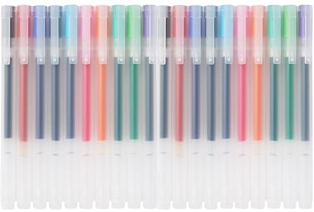 Muji Gelschreiber-Set, 20 Stück, 0,38 mm und 0,5 mm Spitze, 10 Farben, Kappentyp