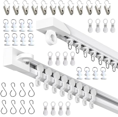 Generisch Gardinenstange Zum Kleben Gardinenschiene ohne Bohren Mieterfreundliche Vorhangschiene 50cm-500cm für Glatte Wände Schlafzimmer Garderoben Schränke(60cm/2ft)