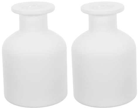 HOMSFOU Glass Diffuser Bottles: 2 Pcs Empty Reed Diffuser Container Refillable Aromatherapy Jars Replacement Bottles for DIY Home Fragrance & Essential Oils, 150ml/5oz (Matte White)