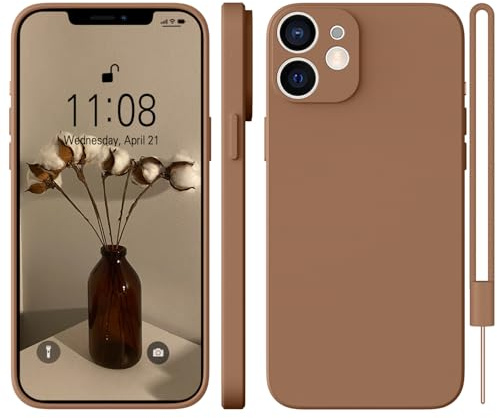 WXX für iPhone 13 Hülle Silikon Case, Hanyhülle für iPhone 13 Dünn Slim mit Microfiber, Kratzfeste Rundumschutz Case Hülle Brown