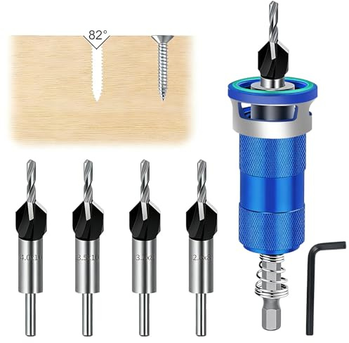 6 tlg Kegelsenker Bohrer Se,Präzise Bohrungen Bohrsenker,mit 1/4 Hex Schaft,Senker Holzbohrer mit Tiefenanschlag,Gleichmäßige Bohrungen Zu Erzielen Automatisches Upgrade(Blue)