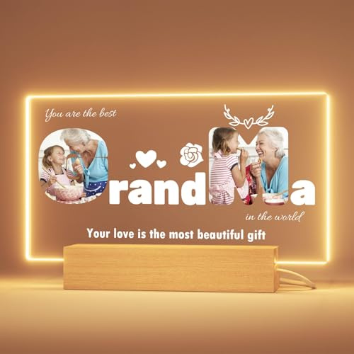 Personalisierte Geschenke für Oma - Personalisiertes Oma Fotoalbum, optionale LED-Beleuchtung, Geburtstagsgeschenke für Oma von Enkelkindern
