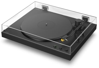 Sony PS-LX5BT giradischi premium wireless Bluetooth, riproduzione automatica, trasmissione a cinghia, testina di alta qualità,audio Hi-Res wireless, preamplificatore phono, funzionamento a 2 velocità.