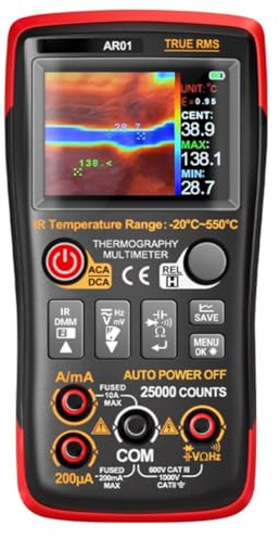 Multimetro digitale 2 in 1 e termocamera - 25000 conteggi per misuratore di precisione con display TFT da 2,4 pollici, imaging IR per elettricisti e tecnici