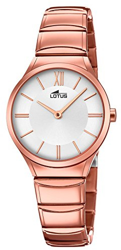 Lotus Damen Analog Uhr Edelstahl 316L Rosa - Quarzwerk - Damenuhren - Hochfestes Mineralglas - Wasserdicht 5 ATM 18490/1