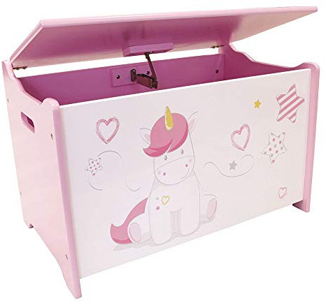 Fun House 713050 Einhorn Spielzeugkiste für Kinder, ab 3 Jahren, weiß, rosa