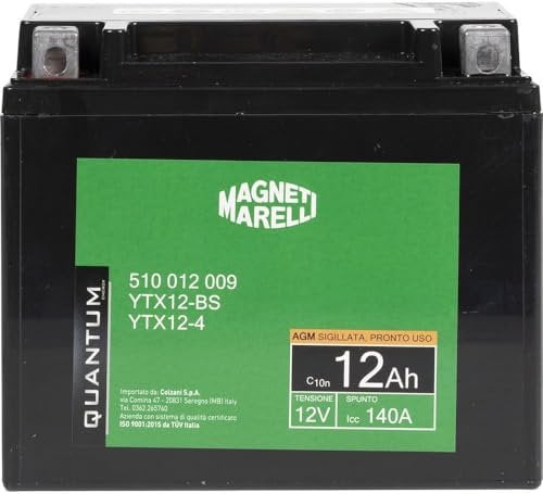 Batteria Quantum-Marelli 12ah Agm C/Acido-S/Manutenzione