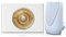 Byron 100m Wireless Plug-in Contemporary Doorbell kit Brass on White Perspex Plinth