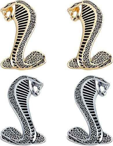 SUPERFINDINGS 4 Stück 95 x 59 mm 3D Cobra Schlange Emblem Aufkleber Sticker Badge Set Auto Motorrad Logo Aufkleber Emblem für Auto Fenster Computer Gepäck