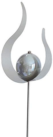 generich Gartenstecker Flamme mit Kugel grau Blumenstecker Edelstahl 120 Gartendeko