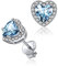 Boucles d'oreilles Coeur Femme Argent Clou d'oreilles Aigue Marine Bleu Claire Pierre de Naissance Mars Bijoux Brillant Cadeau Anniversaire