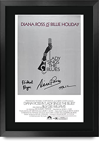 HWC Trading FR A3 Lady Sings the Blues Filmplakat Diana Ross, Richard Pryor Gifts Printed Poster Signiertes Autogrammbild für Movie Memorabilia Fans - A3 Framed