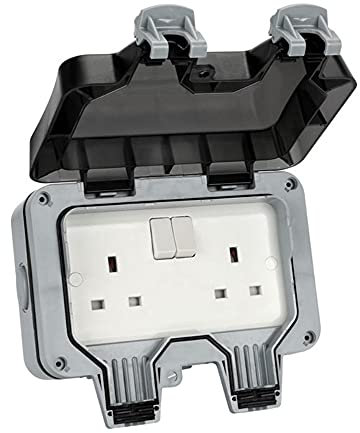 Waterproof Outdoor Box Wall Power Socket UK Standard Electrical Outlet Outside (double socket)
