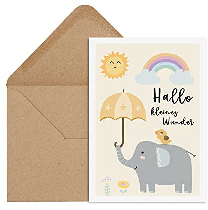 Nastami Postkarte kleines Wunder ELEFANT Baby Karte Geburt inkl. Umschlag